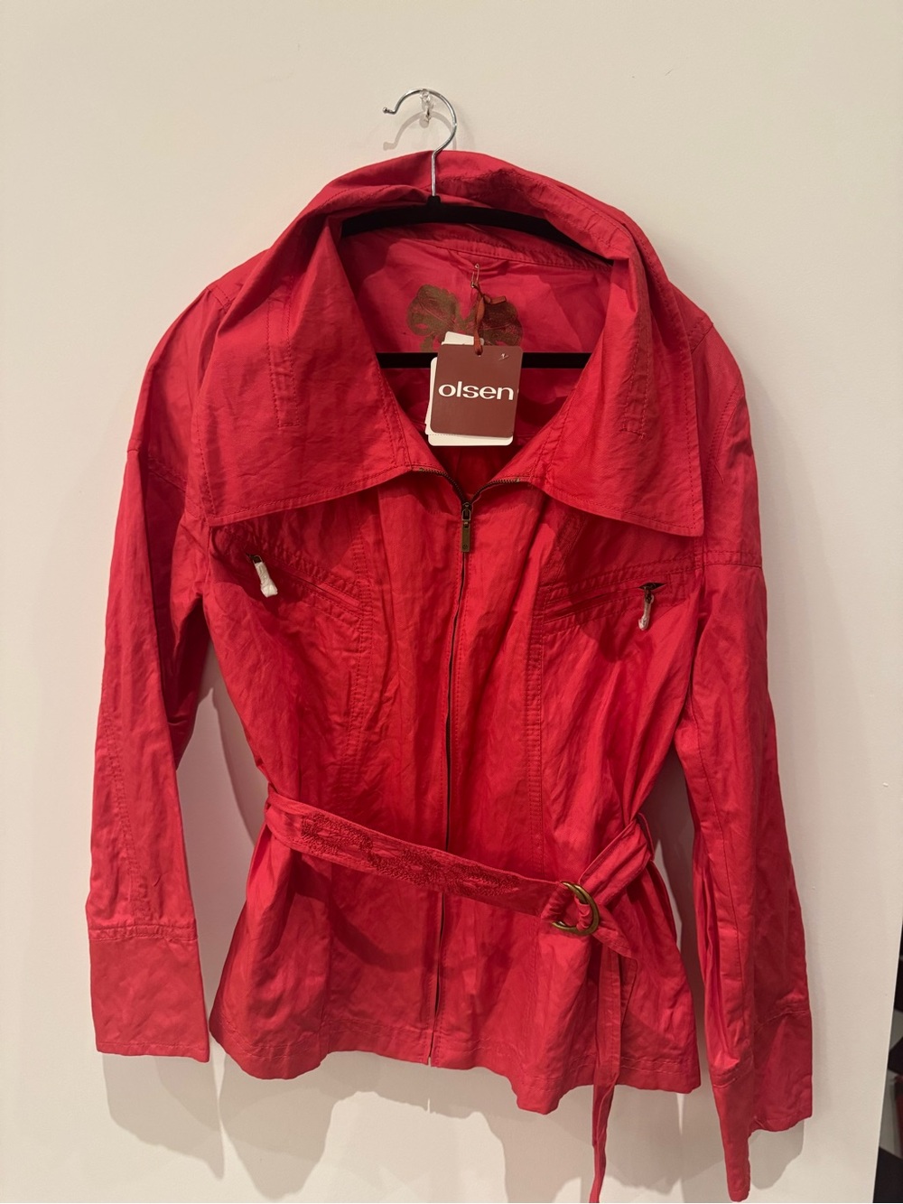 Olsen Red Belted Trench Jacket